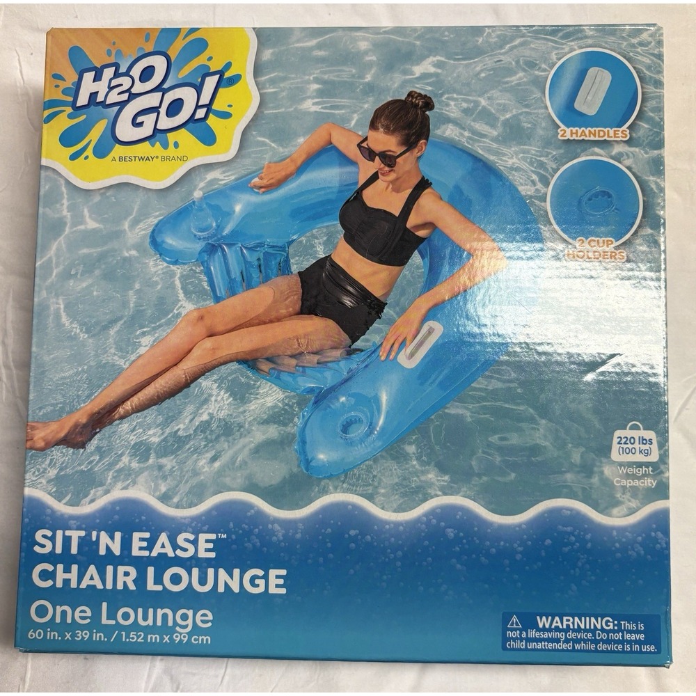 H2O Go! SIT N' EASE Chair Lounge Pool Water Float - New - Blue